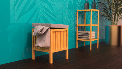 Bambus Wäschekorb mit Sitzkissen