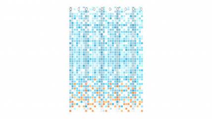 Duschvorhang, Mosaik blau/orange