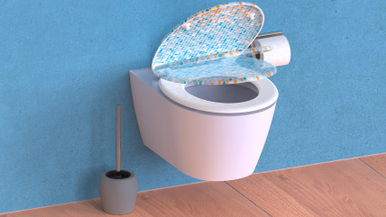 Duroplast WC-Sitz MOSAIK BLAU-ORANGE, mit Absenkautomatik