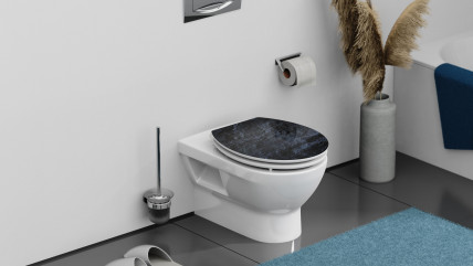 MDF High Gloss WC-Sitz BLACK STONE, mit Absenkautomatik