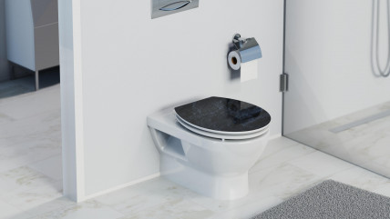 MDF High Gloss WC-Sitz BLACK STONE, mit Absenkautomatik