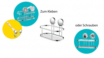 Dusch-Wandablage, chrom, zum Kleben oder Schrauben