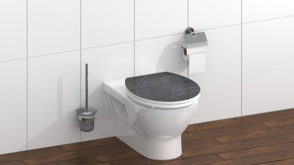 MDF High Gloss WC-Sitz BLACK STONE, mit Absenkautomatik