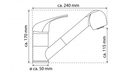 Spültischarmatur GRANDE VITA CLASSIC, herausziehbarer Brauseschlauch, schwenkbar, Chrom