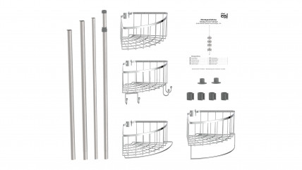 Teleskop-Dusch-Eckregal, edelstahl/chrom