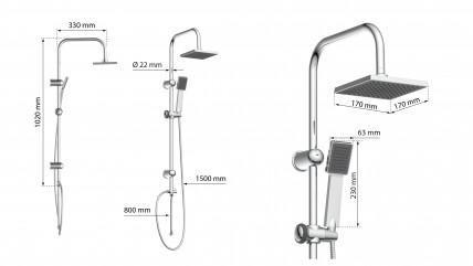 Überkopf-Brauseset EASY ENERGY, Regendusche, großer Duschkopf, Chrom