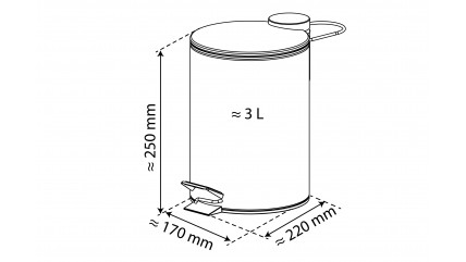 Kosmetik-Treteimer, Mülleimer 3 l, Edelstahl mit Absenkautomatik