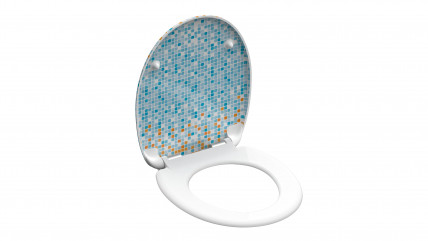 Duroplast WC-Sitz MOSAIK BLAU-ORANGE, mit Absenkautomatik