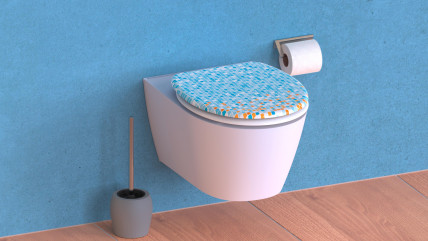 Duroplast WC-Sitz MOSAIK BLAU-ORANGE, mit Absenkautomatik