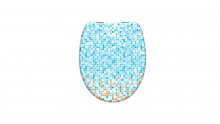 Duroplast WC-Sitz MOSAIK BLAU-ORANGE, mit Absenkautomatik