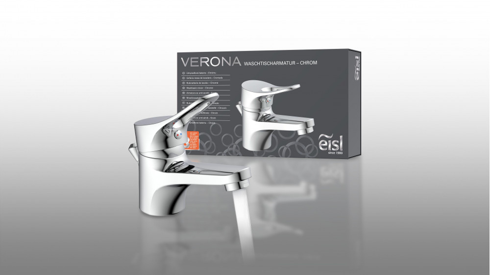 Waschtischarmatur VERONA, Badarmatur, Einhebelmischer mit Ablaufgarnitur, Chrom Waschtischarmatur VERONA, Badarmatur, Einhebelmischer mit Ablaufgarnitur, Chrom