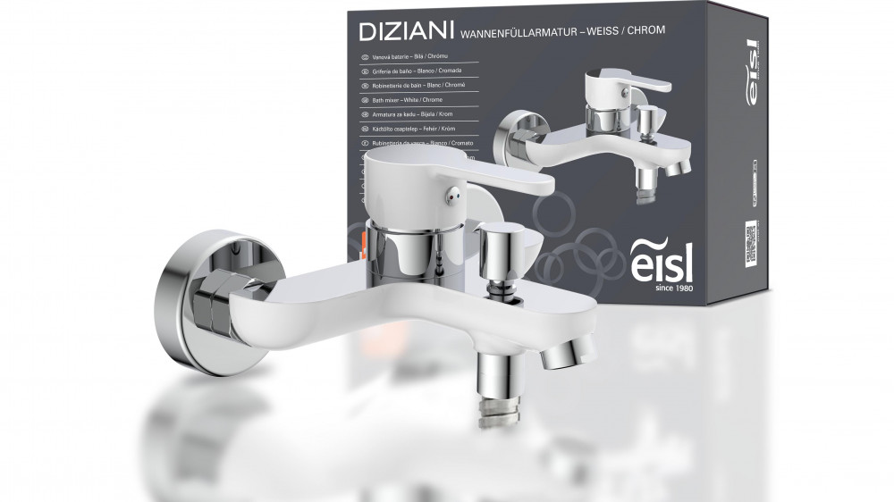 Wannenfüllarmatur DIZIANI, Weiß/Chrom Wannenfüllarmatur DIZIANI, Weiß/Chrom