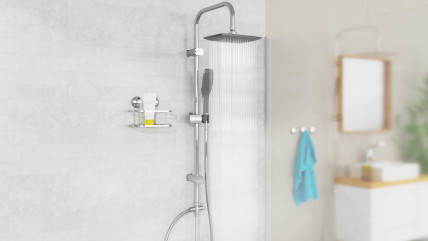 Duschset EASY FRESH, Regendusche, große Kopfbrause, Nutzung vorhandener Bohrlöcher, Chrom