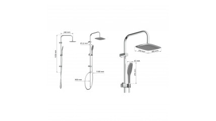 Duschset EASY FRESH, Regendusche, große Kopfbrause, Nutzung vorhandener Bohrlöcher, Chrom