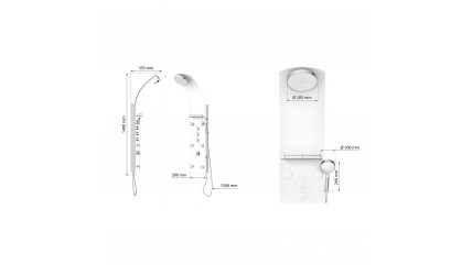 Duschpaneel KARIBIK, Wellnessdusche inkl. 6 Massagedüsen, Duscharmatur, Sicherheitsglas, Weiß