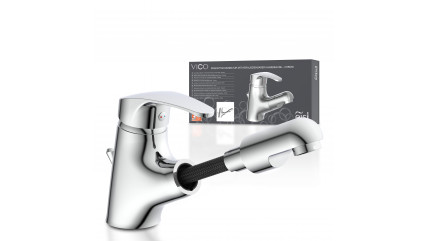 Waschtischarmatur VICO, mit herausziehbarer Haarbrause, Chrom