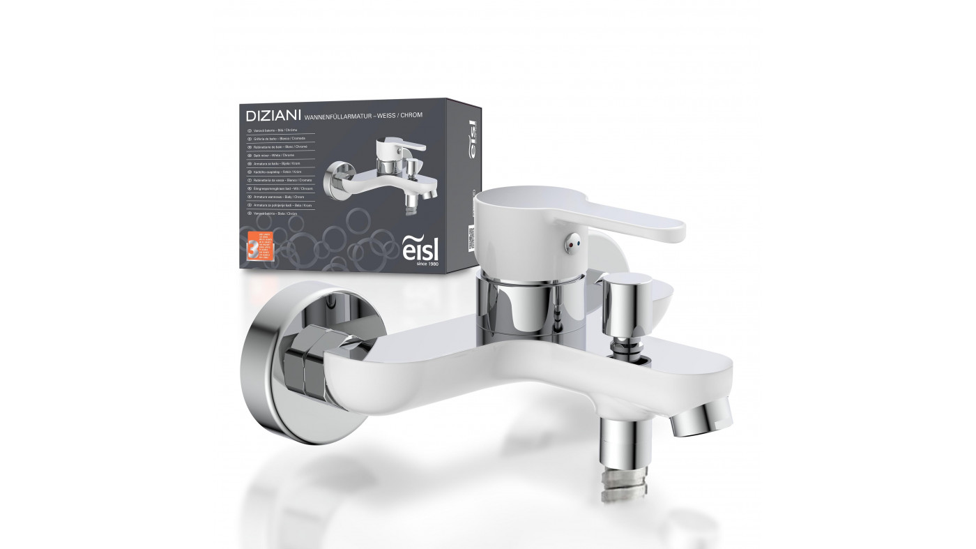 Wannenfüllarmatur DIZIANI, Weiß/Chrom