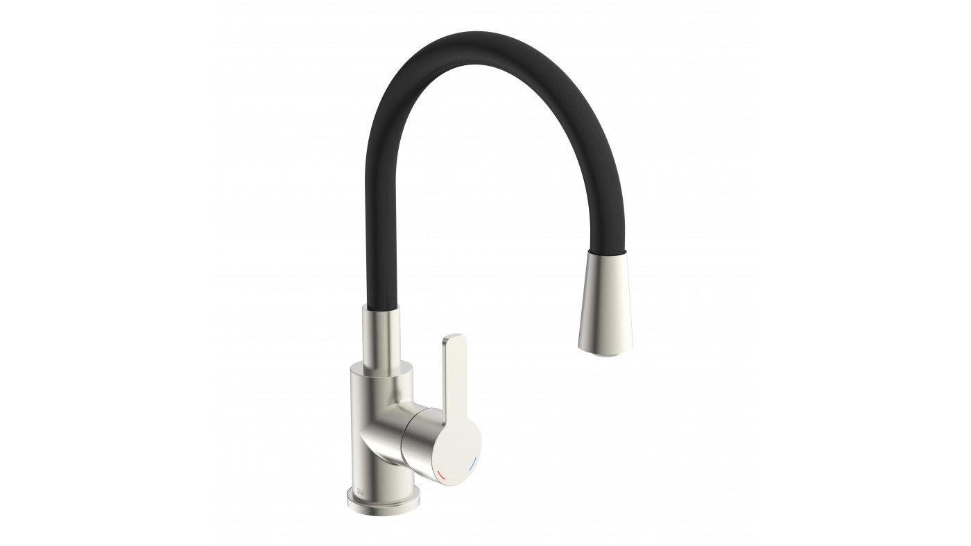 Spültischarmatur FLEXO, Edelstahloptik/Schwarz