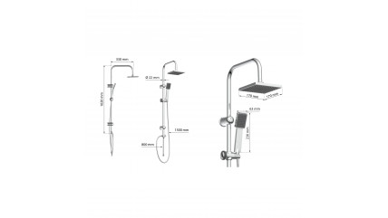 Überkopf-Brauseset EASY ENERGY, Regendusche, großer Duschkopf, Chrom