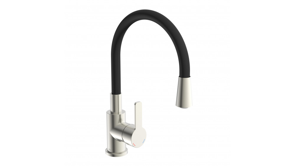 Spültischarmatur FLEXO, Edelstahloptik/Schwarz