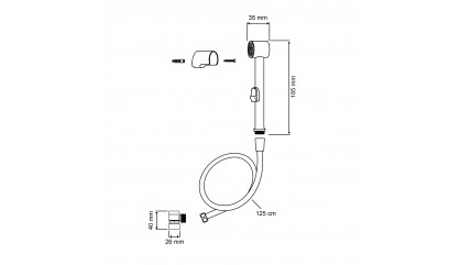 Waschbecken Handbrause, Bidet Handbrause, mit Wandhalterung und Brauseschlauch, Chrom