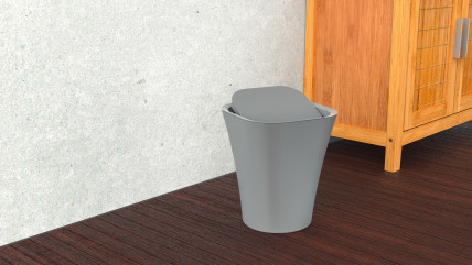 Kosmetik-Eimer, grau, 8,5 l, mit Schwingdeckel