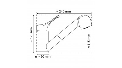 Spültischarmatur GRANIT, herausziehbarer Geschirrbrause, schwenkbar, Granit/Schwarz