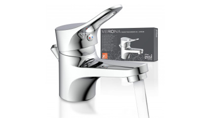 Waschtischarmatur VERONA, Badarmatur, Einhebelmischer mit Ablaufgarnitur, Chrom