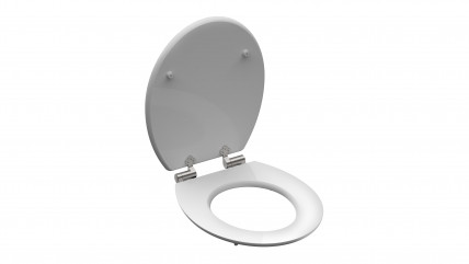 Toilettensitz mit Bambusmotiv und pinker Orchidee vor Verpackung mit Herstellerlogo.