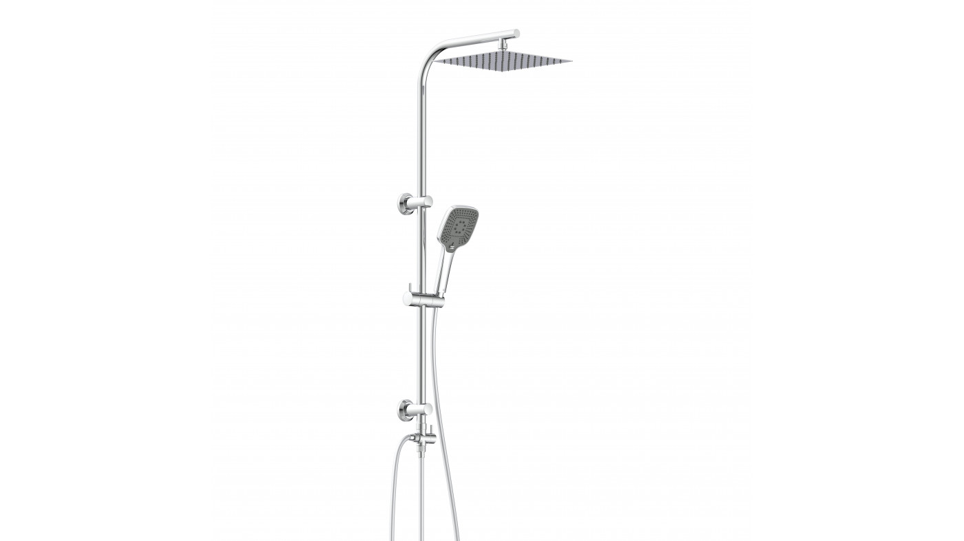 Überkopf-Brauseset EASY DELUXE, Regendusche, großer Duschkopf, Chrom