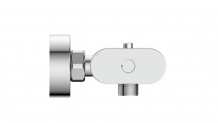 Chromfarbene Thermostat-Duscharmatur mit zwei Drehgriffen und passender Verpackung – Carneo.