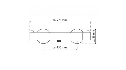 Chromfarbene Thermostat-Duscharmatur mit zwei Drehgriffen und passender Verpackung – Carneo.