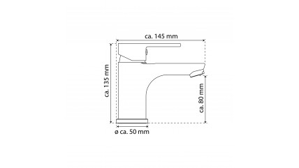 Weiße Waschtischarmatur mit Einhebelmischer und verchromten Details vor Produktverpackung.