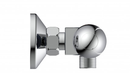 Chromfarbene Thermostat-Duscharmatur mit zwei Drehreglern vor Verpackung – Claudio.
