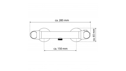 Chromfarbene Thermostat-Duscharmatur mit zwei Drehreglern vor Verpackung – Claudio.