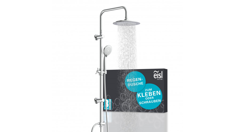 Überkopf-Brauseset zum Kleben, Chrom