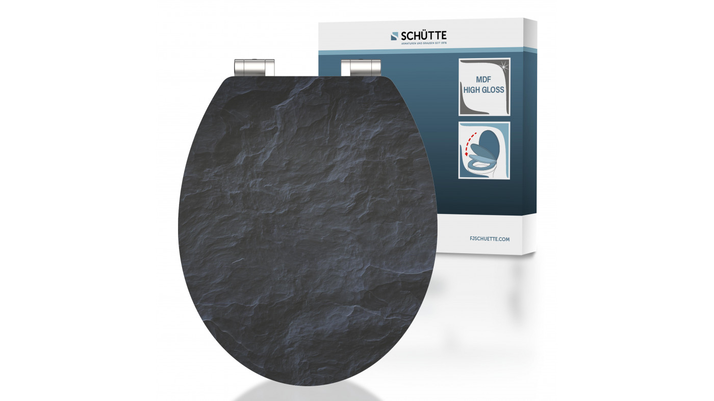 MDF High Gloss WC-Sitz BLACK STONE, mit Absenkautomatik