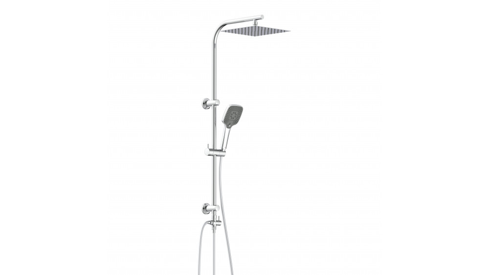 Überkopf-Brauseset EASY DELUXE, Regendusche, großer Duschkopf, Chrom