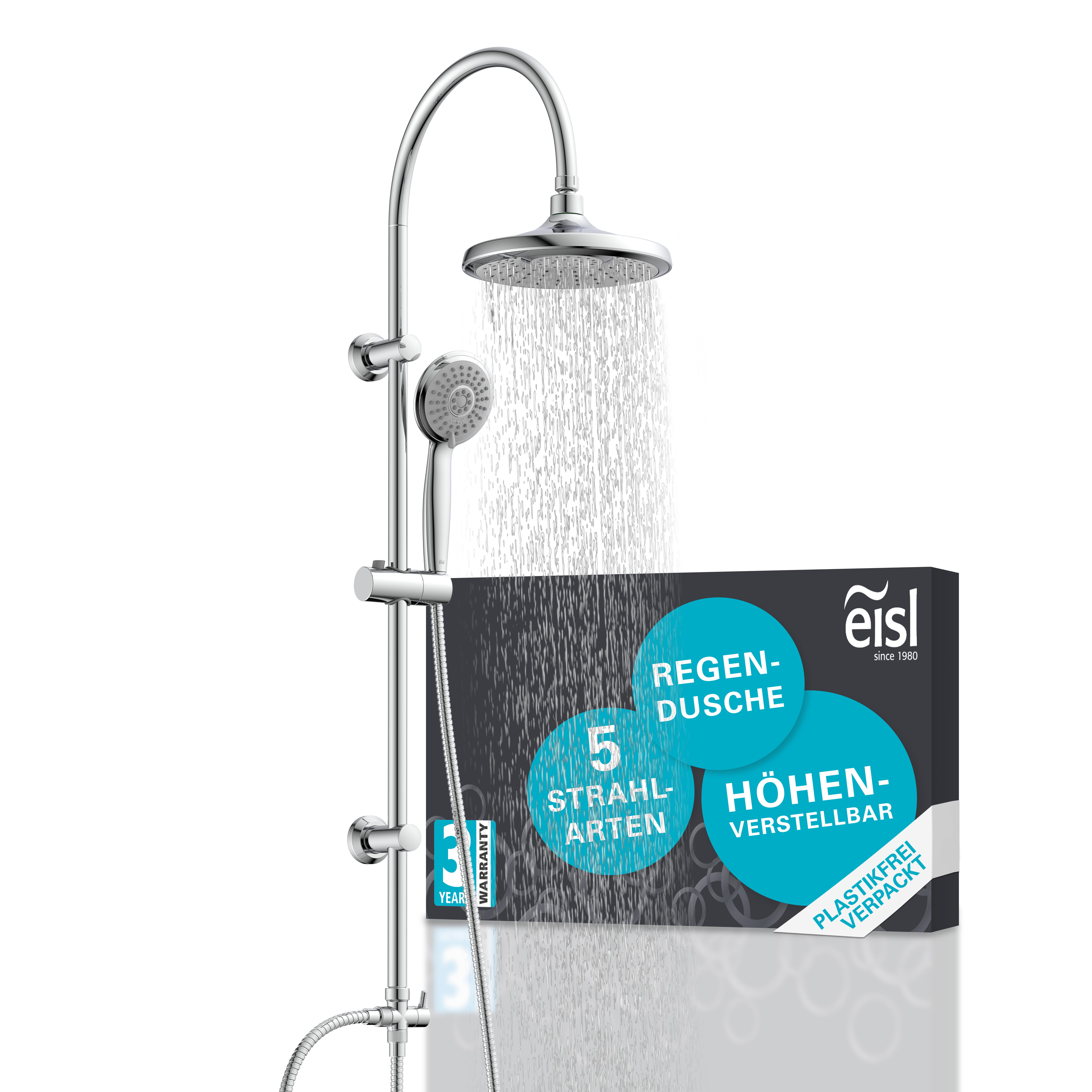 EISL DX1005CS-A SOMMERREGEN Duschset, Duschsäule mit Regendusche, Chrom