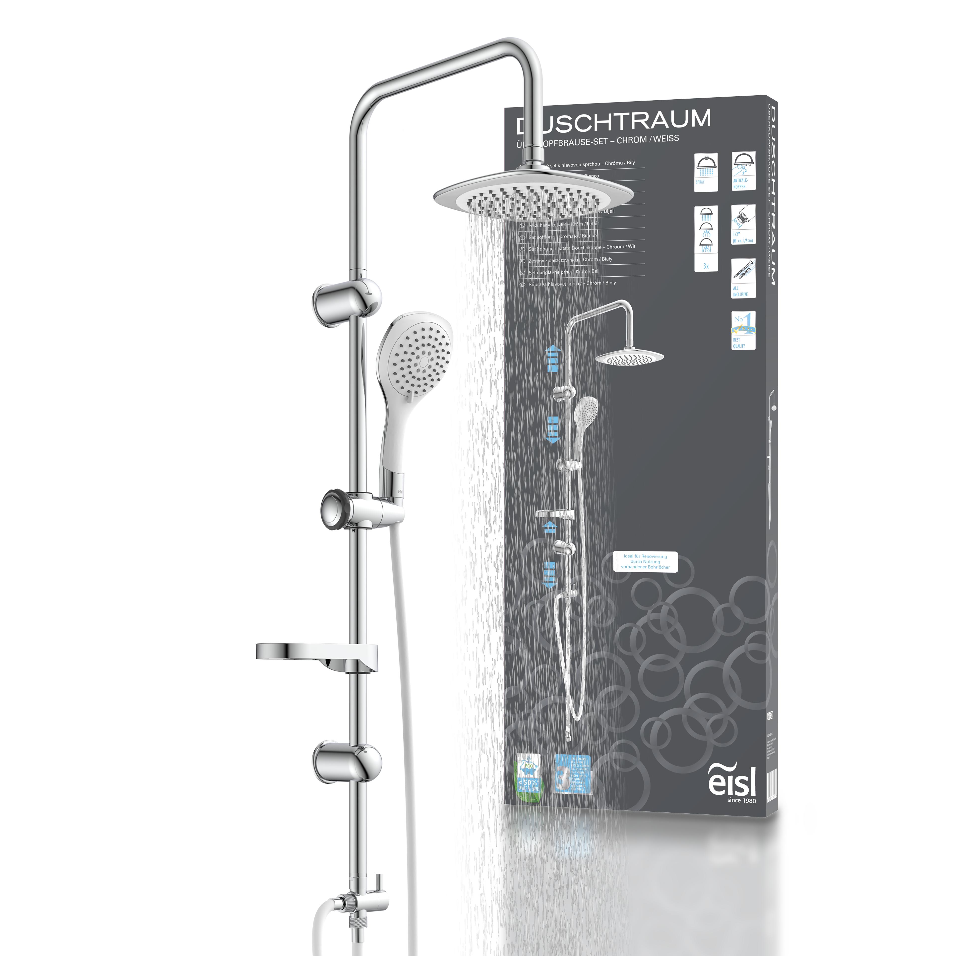 EISL DXLD60088CS DUSCHTRAUM Duschset, Duschsäule mit Regendusche, Chrom/Weiß