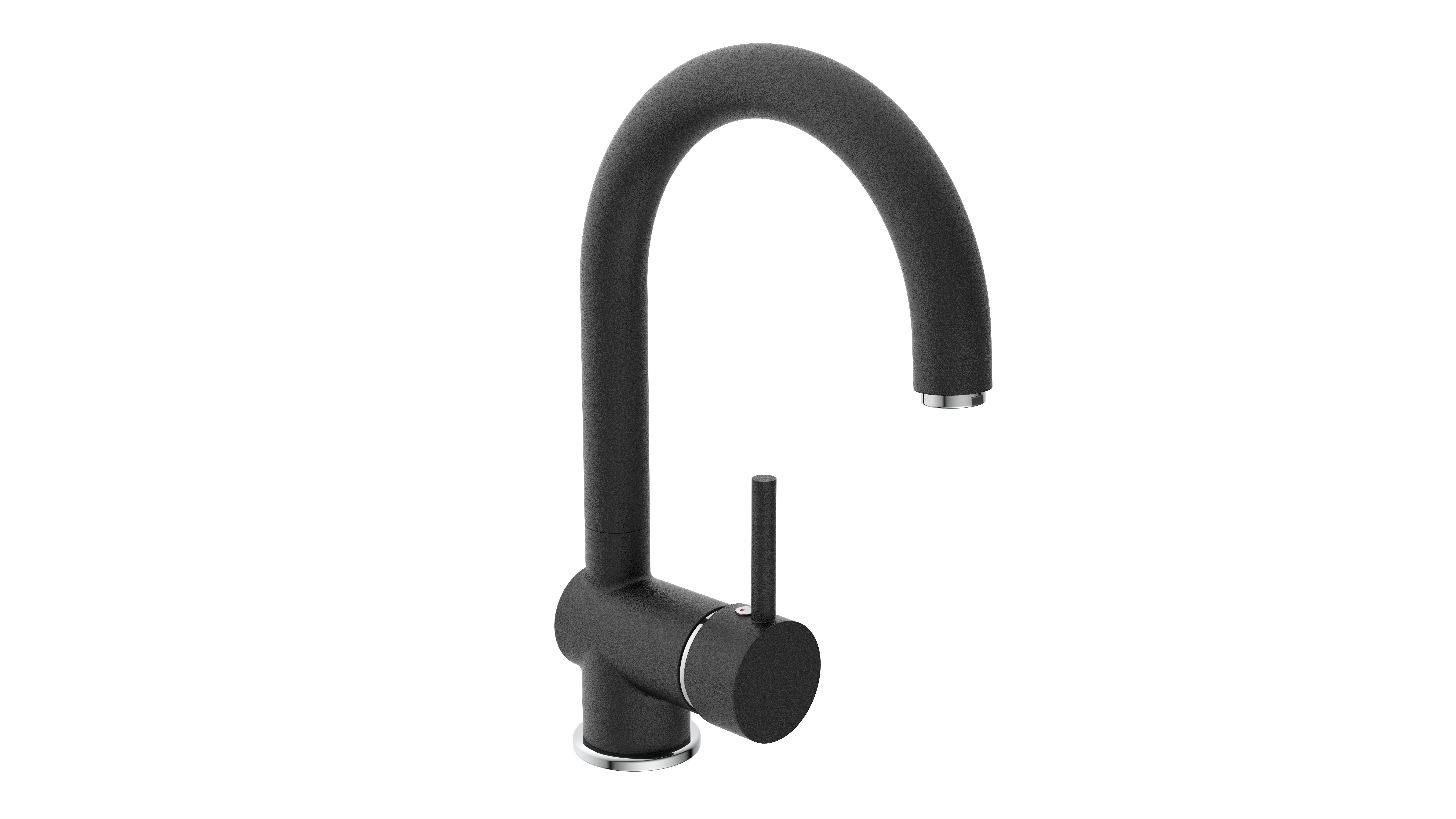 EISL Spültischarmatur FUTURA, Schwarz, Wasserhahn mit schwenkbarem Auslauf von 360°, Hochdruck, ideal für Doppel-Spülbecken